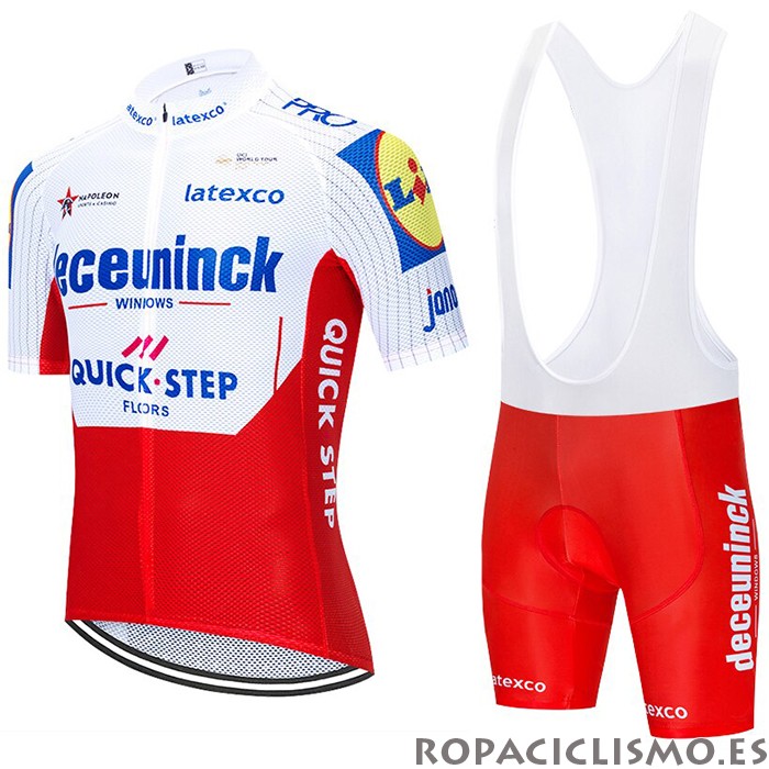 2020 Maillot Deceuninck Quick Step Tirantes Mangas Cortas Blanco Rojo